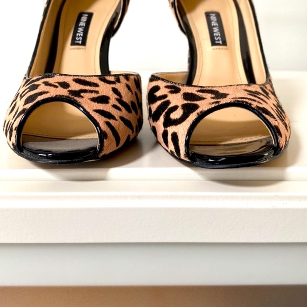 Nine West Calf Hair Leopard  Peep Toe Heels! - Picture 2 of 6